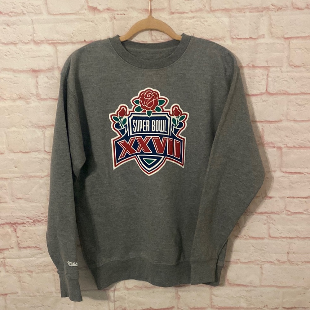 Mitchell & Ness throwback Super Bowl XXVII heather gray sweatshirt